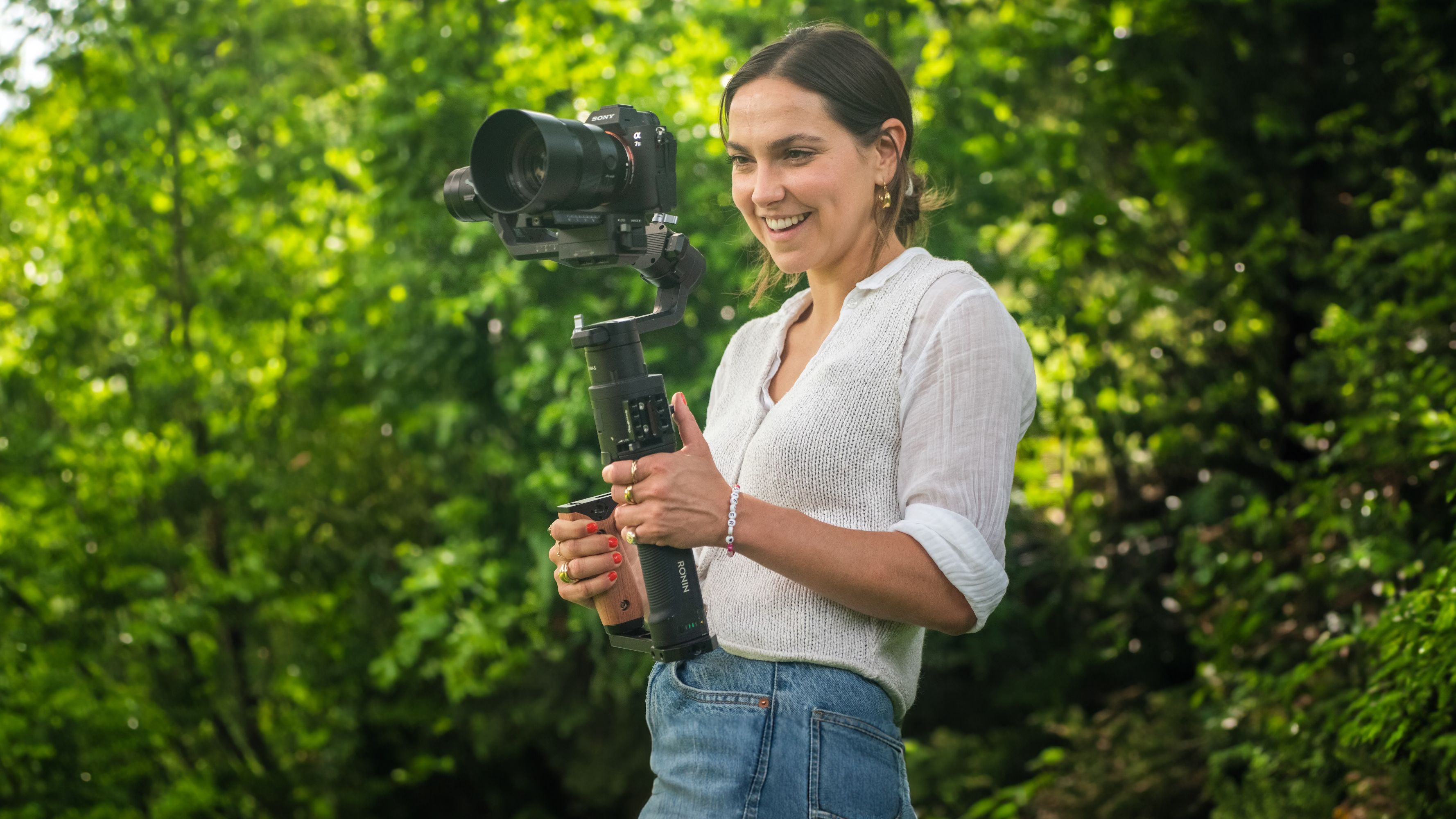 Angharad filming with gimbal